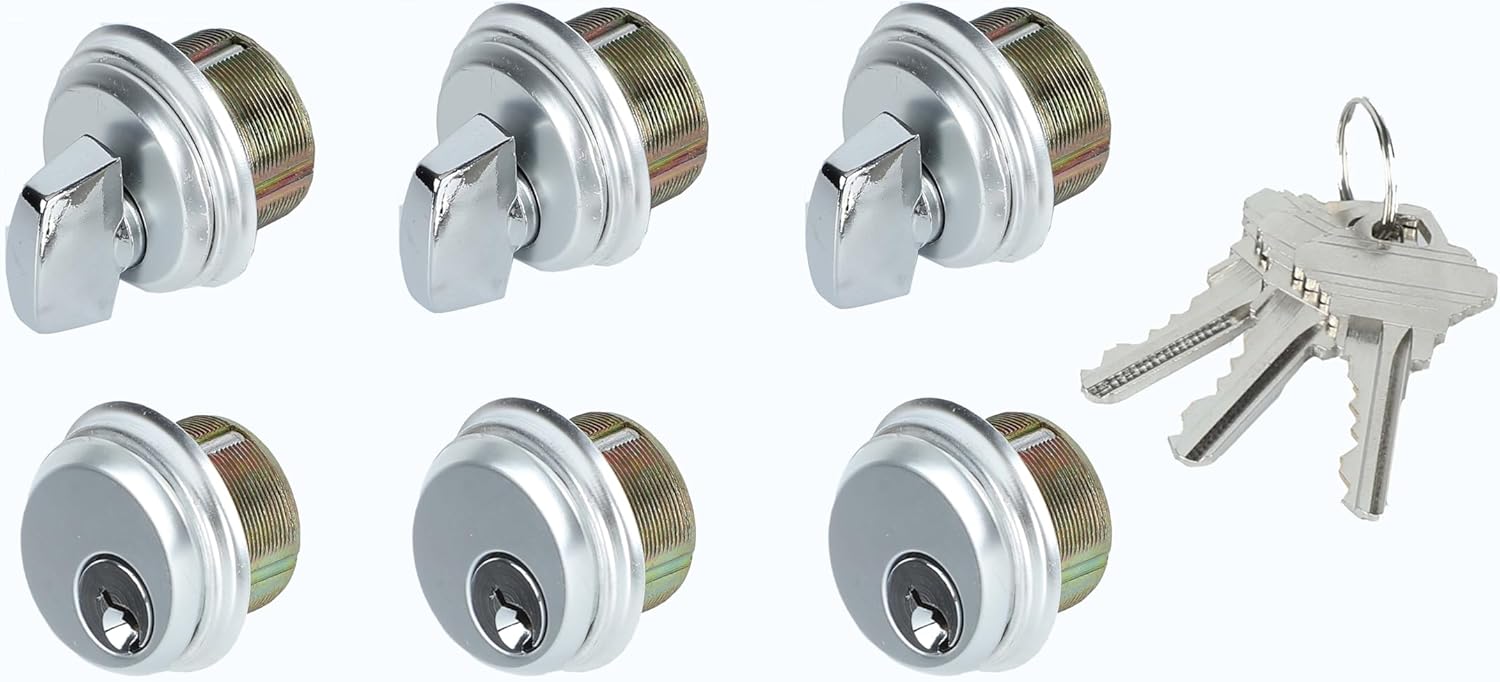 Storefront Door Lock Commerical Mortise Lock Cylinder with Thumbturn Satin Nickel Finish 3 Set