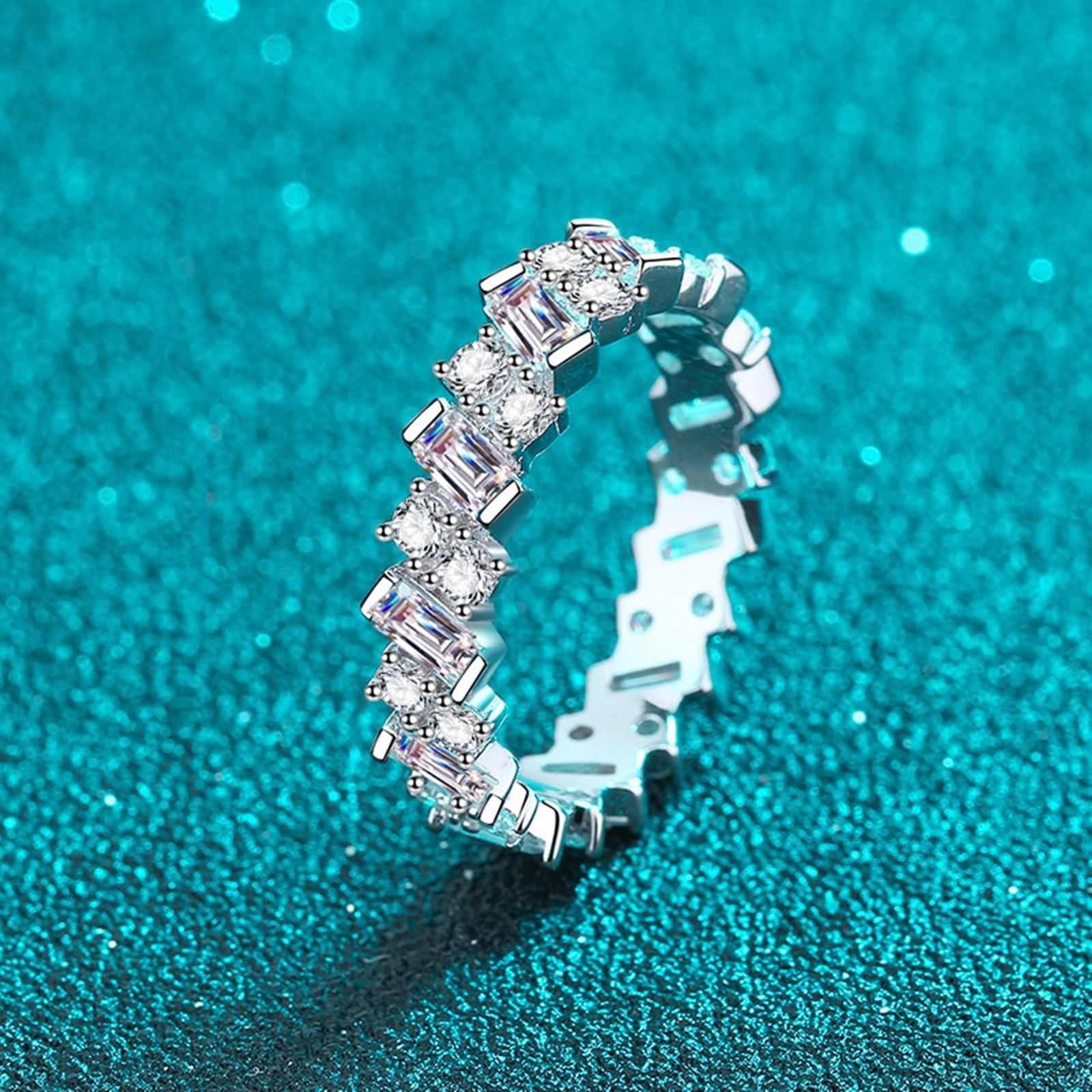 Anello di fidanzamento semplice, in oro bianco 925, rotondo, quadrato, eternità, regalo di nozze per donne