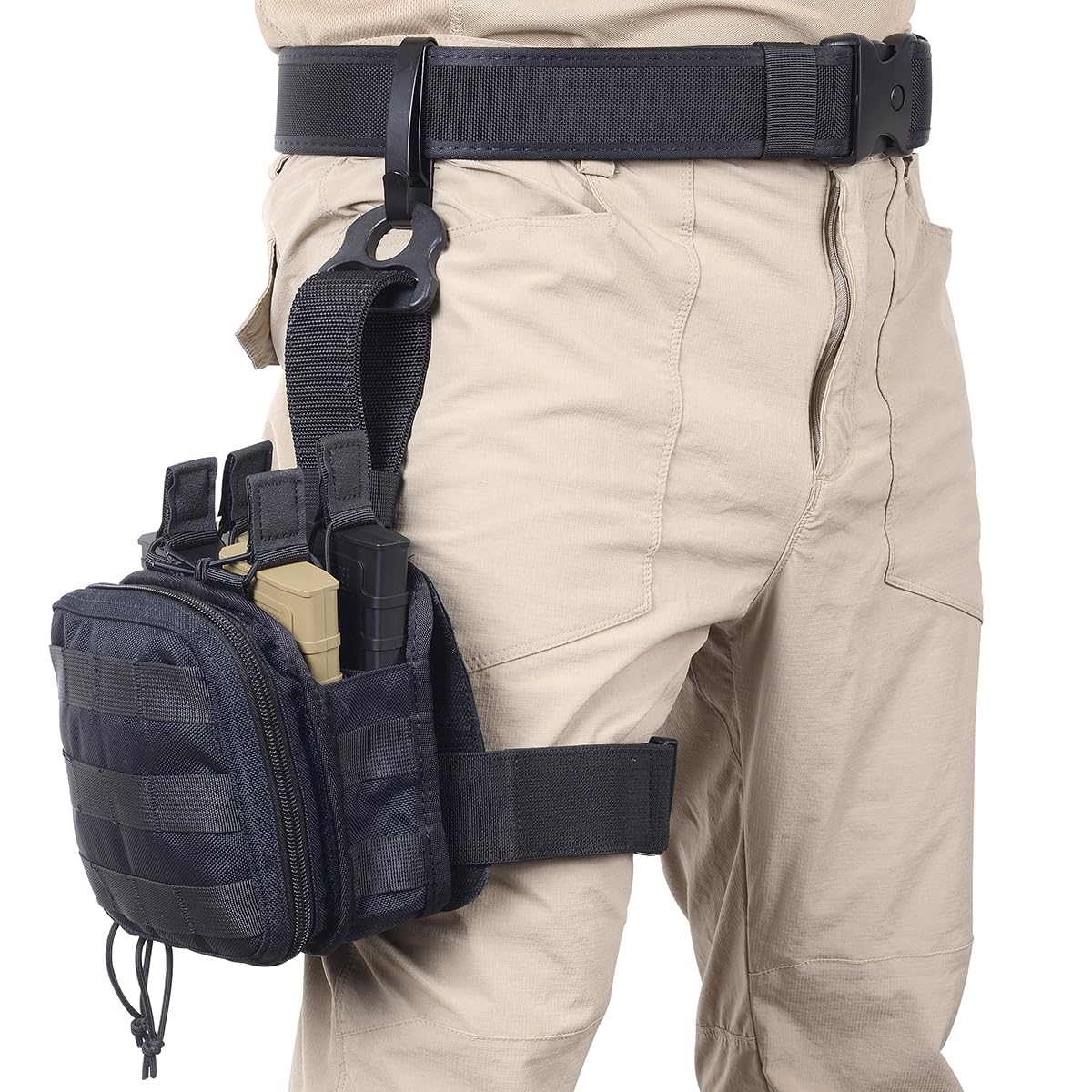 SdTacDuGe Drop Leg Tactical Mag Admin Pouch,Medical EMT Organizer with 4 Stacker Magazine Holder for M4 M16,1000D Nylon First Aid Pouch
