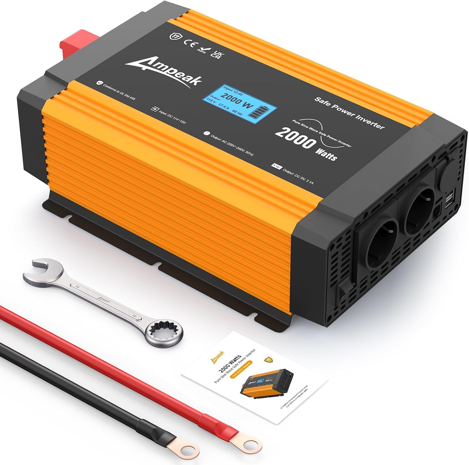 4000W Inverter a onda sinusoidale pura Convertitore di tensione DC 24V-220V LCD | Leroy Merlin