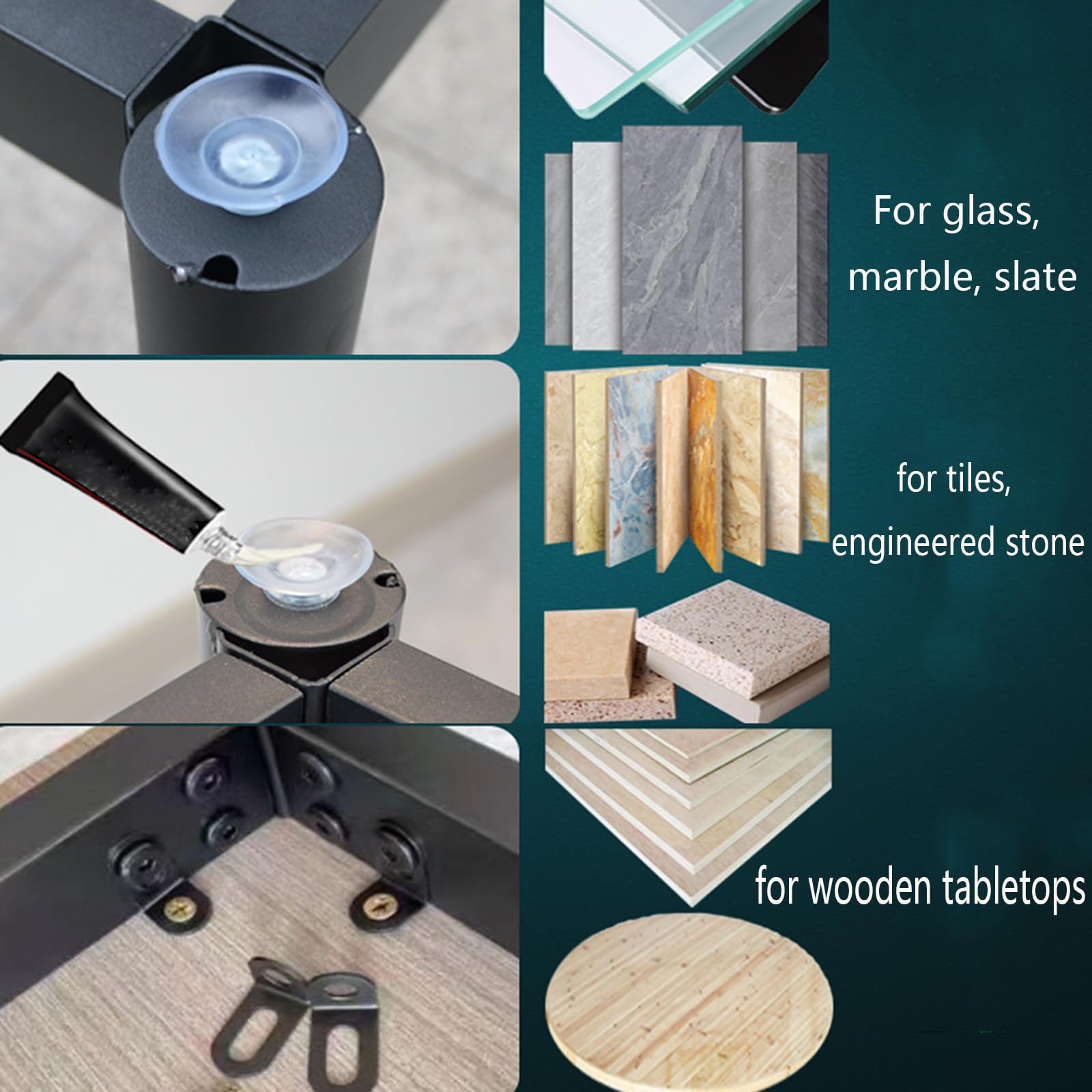 Patas de Mesa Robustas Acero,Patas para Mesa de Comedor de Metal Marco Modern,Marco de La Pata de La Mesa,para Mármol,Vidrio,Parte Superior Madera,Negro,con Tornillos (105x105x72cm)