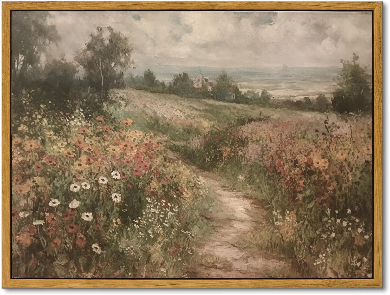 Décoration murale rétro avec cette toile encadrée de fleurs - 8
