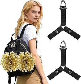 2 Pcs Pom Pom Holder with Snap Button for Cheer Backpack, Pom Pom Tags, Cheerleading Accessories for Girls, Cheer Team Gifts Cheerleading Jewelry for Cheer Team Cheerleader