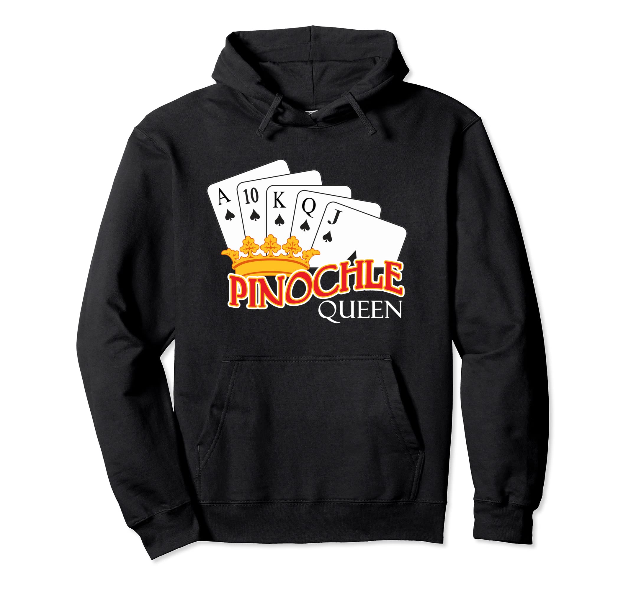 Pinochle Queen Trick-And-Meld Deck of 48 Card Game Novelty Pullover Hoodie