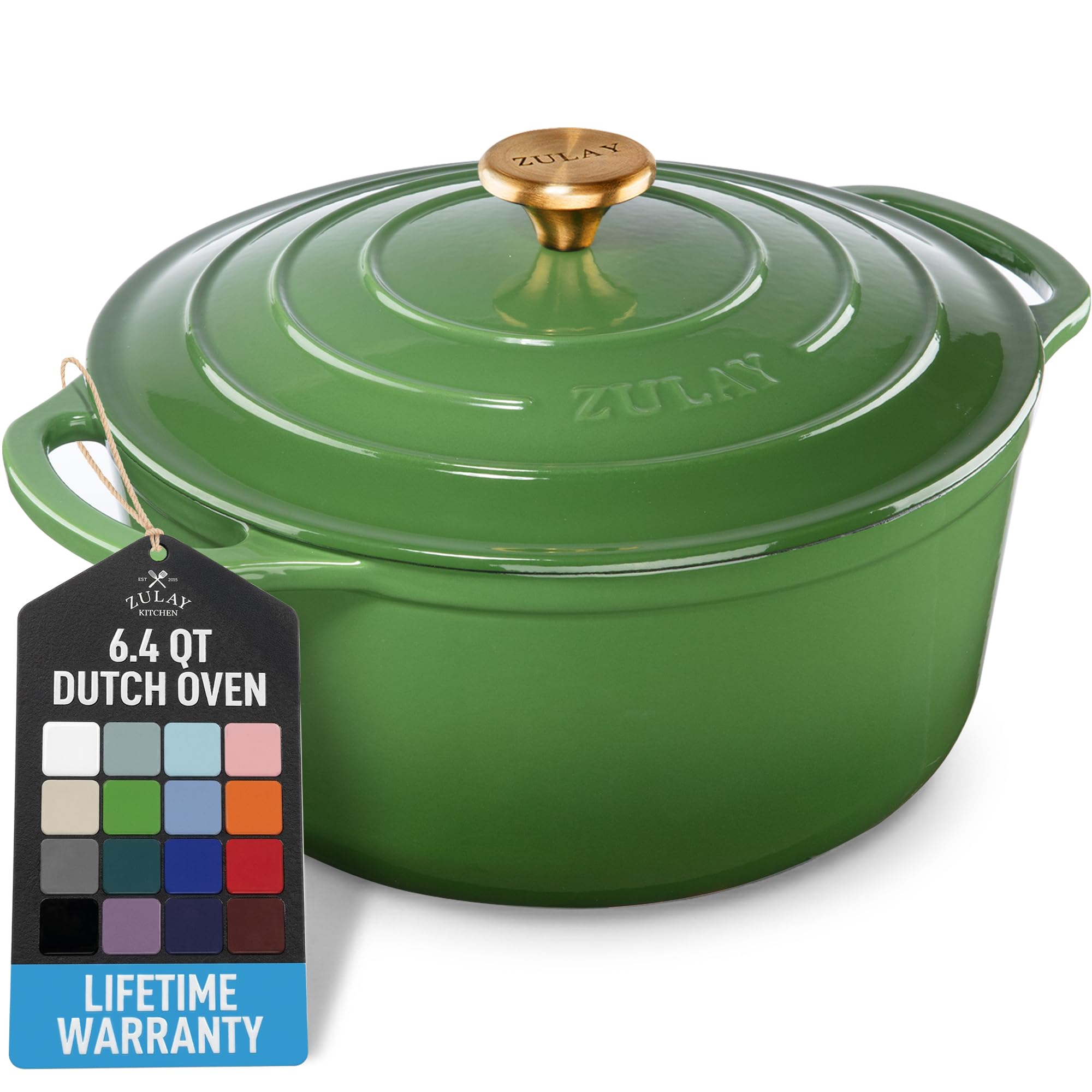 Zulay Kitchen Horno holandés de hierro fundido esmaltado de 6 cuartos con tapa, durabilidad premium y apto para horno hasta 260.0 °C, utensilios de cocina resistentes perfectos para hornear pan