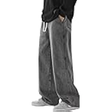 Men's Baggy Jeans Loose Fit Straight Leg Denim Pants Casual Wide Leg Streetwear Trousers with Pockets