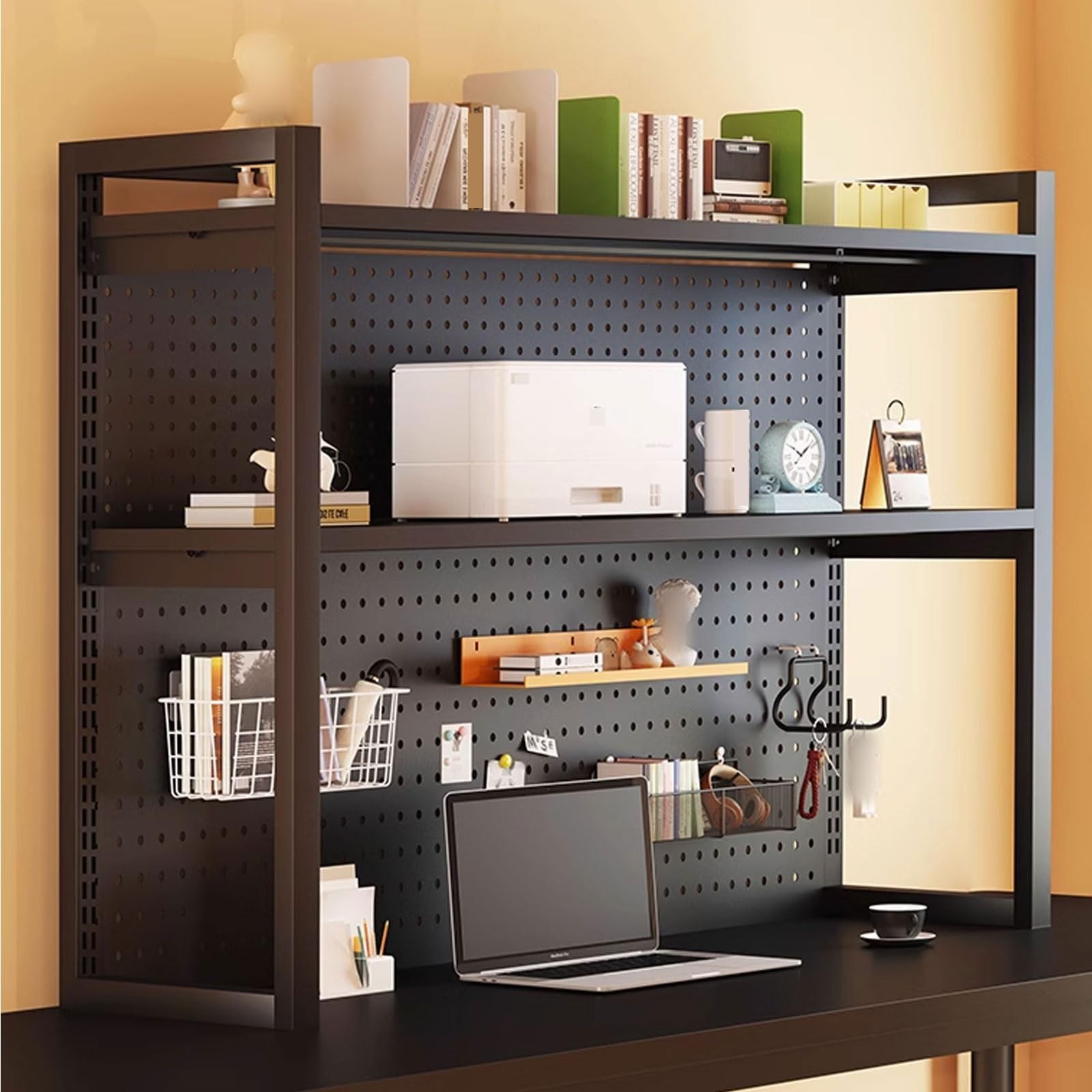 Mensola Scrivania Appoggio Ufficio Telaio in Acciaio più Spesso Adatto per Tavolo da Lavoro, Tavolo da Ufficio, Cucina, Dormitorio(Black,100 * 140cm)