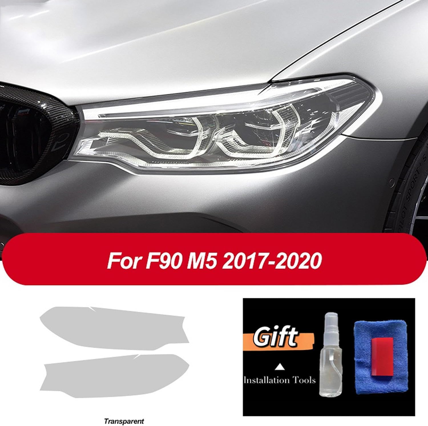 Car Headlight Protective Film Headlamp Restoration Anti Scratch Film Transparent Black TPU Sticker，for BMW M5 F10 F90 2011-2020