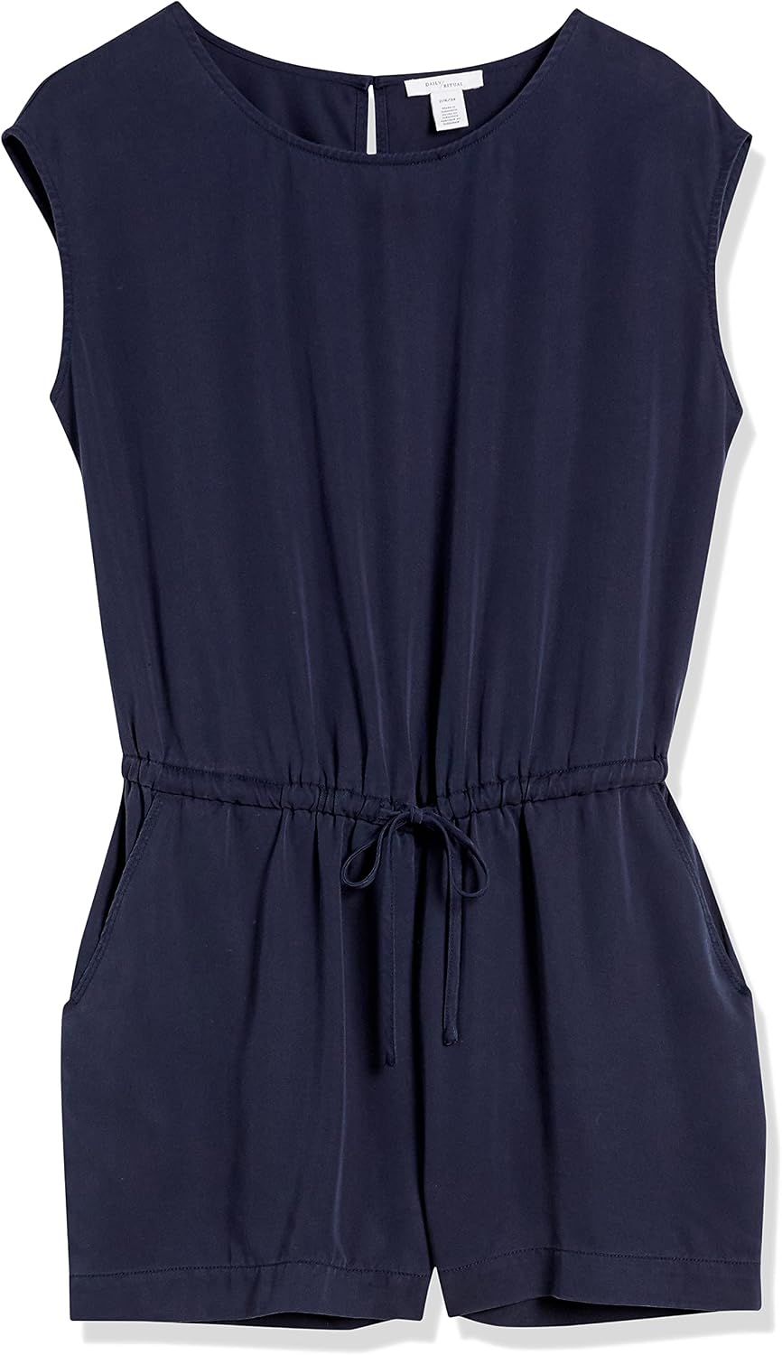Daily Ritual Women's Tencel Short-Sleeve Romper