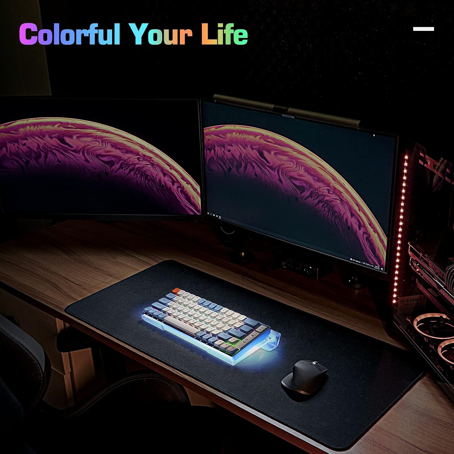 UCINNOVATE RGB Acrylic Computer Keyboard Stand, Mini LED Backlit Tray, 60% Gaming USB Interface Tilted for Easy Ergonomic Typing and Working, Office Desk, Home