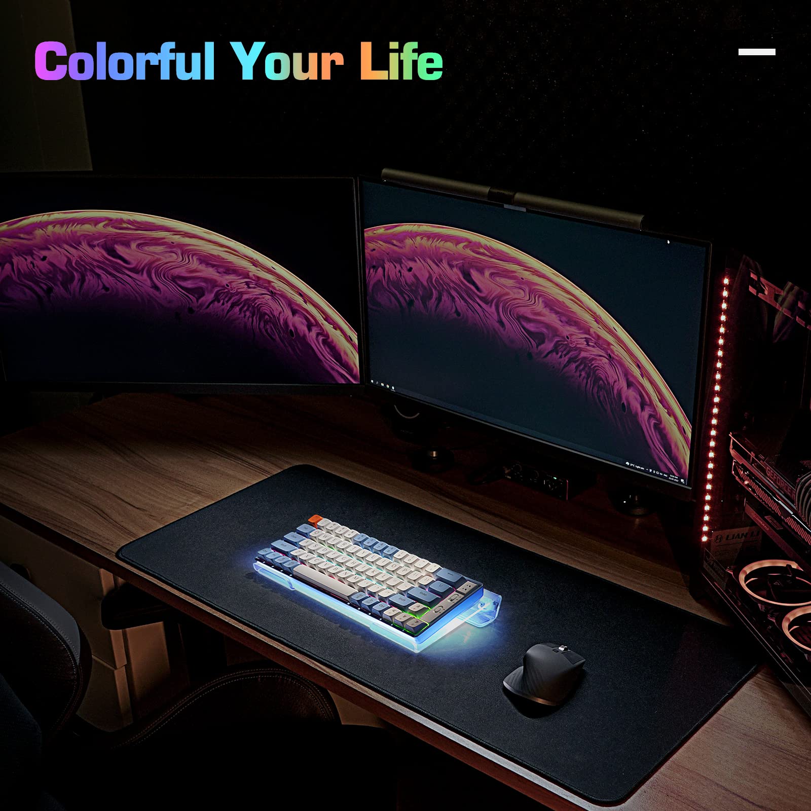 UCINNOVATE RGB Acrylic Computer Keyboard Stand Mini LED Backlit Tray 60 Gaming USB Interface Tilted for Easy Ergonomic — view 6