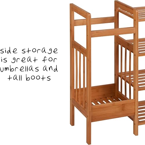 Miniatura 5 de Honey-Can-Do Bamboo Entryway Organizer with 5 Coat Hooks and 3-Tier Shoe Rack – Multi-Purpose Hall Tree for Entryway & Mudroom – Natural Bamboo