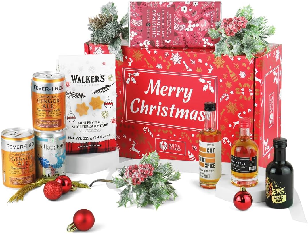 Merry Christmas Rum Miniatures Hamper Gift Set 5cl Rum Miniatures