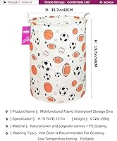 Vista 2 de Cesta de lavandería grande de tela de lona ligera, cesta de almacenamiento para juguetes, ropa sucia plegable, impermeable, para dormitorios