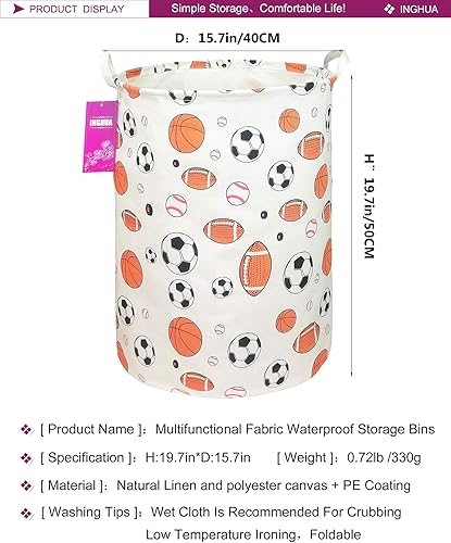 Miniatura 2 de HUNRUNG Canasta grande ligera de lona para almacenar, organizar juguetes, ropa sucia - plegable, resistente al agua, para dormitorios