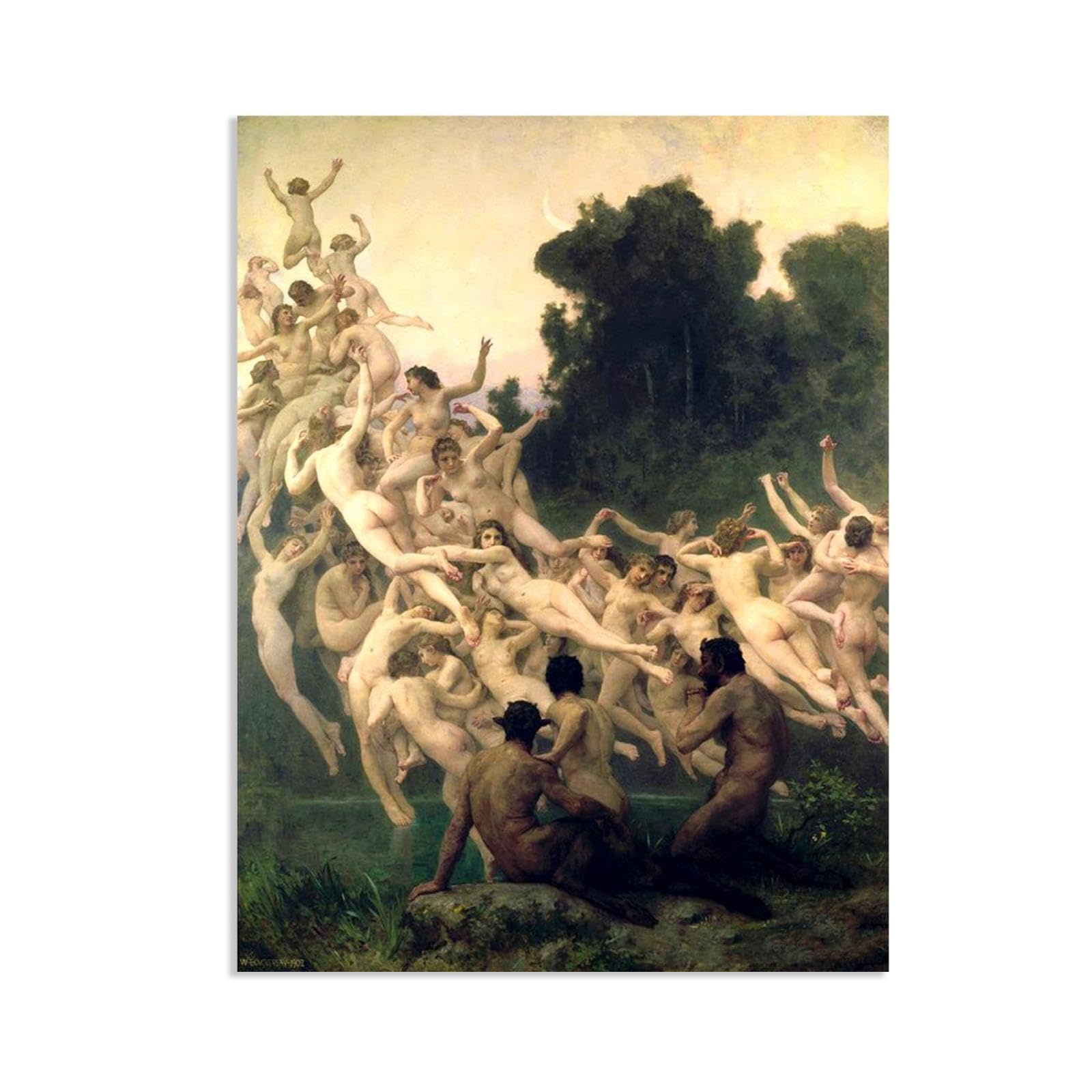 Rxnhgjds Unframed William-Adolphe Bouguereau Wall Art The Oreads Classical Art Prints Picture Famous Artwork Wall Decor For Living Room Bedroom Bathroom Home Decor 70X50cm Frameless