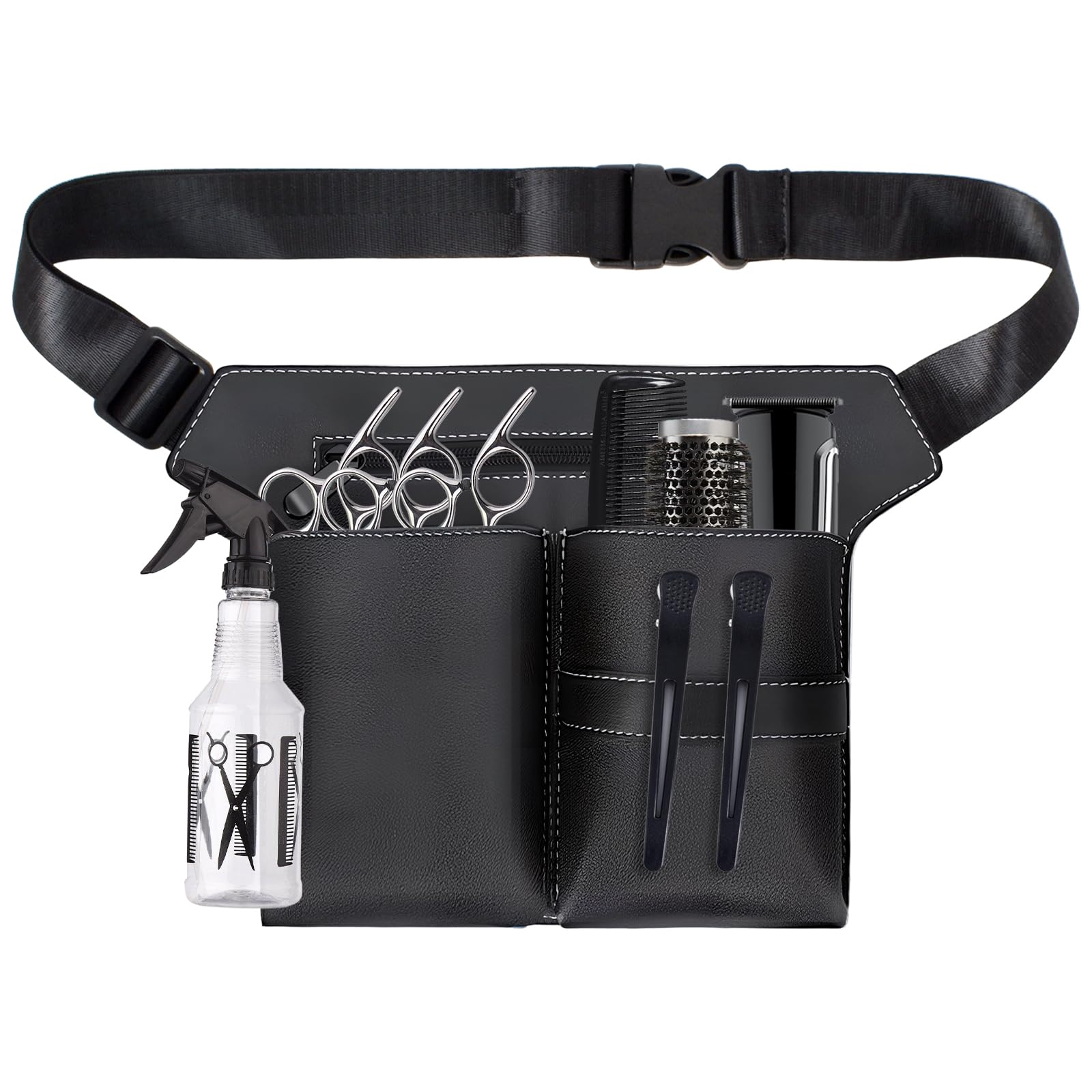 Marsupio Porta Forbici Parrucchiere,Borsa da Barbiere in Pelle PU,Cintura per Forbici Parrucchiere,Organizzatore per Parrucchieri e Truccatori,Borsa Professionale per Forbici,Borsa Strumenti da Salon