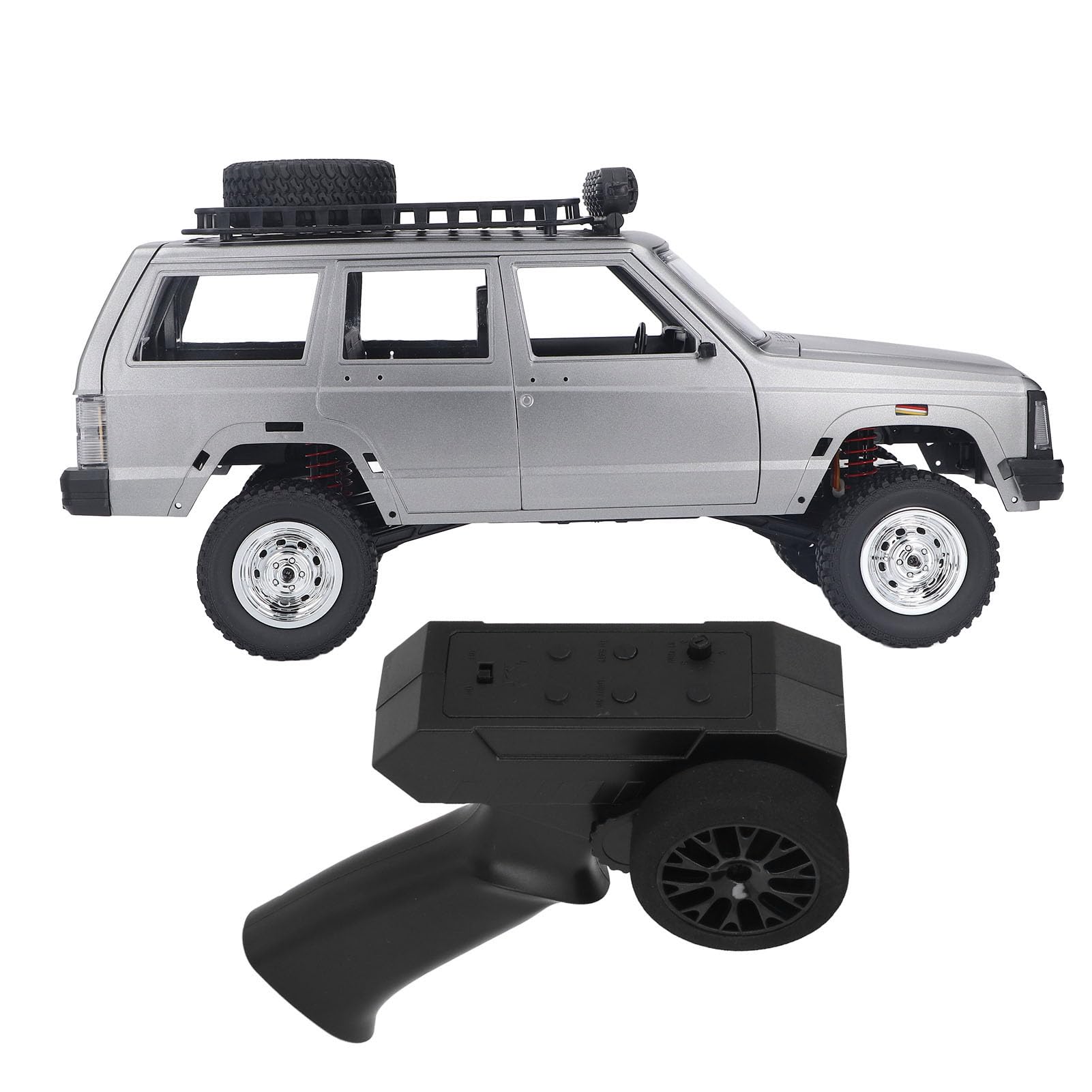 RC Car, 4 Link Suspension 1/12 280 Brush Motor LED Headlights for RC Truck Servo Waterproof for Adult Gifts (Silver Gray)