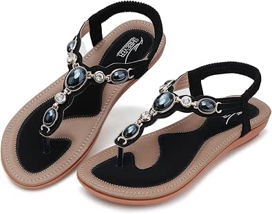 SHIBEVER Flat Sandals for Women Dressy Summer Comfortable Dress Thong Flats Sandal