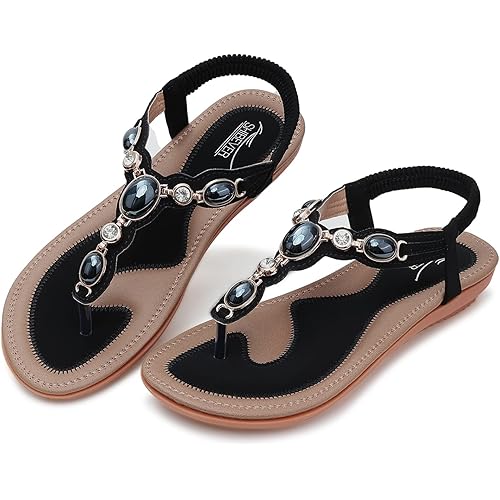 SHIBEVER Flat Sandals for Women Dressy: Summer Comfortable Dress Thong Flats Sandal
