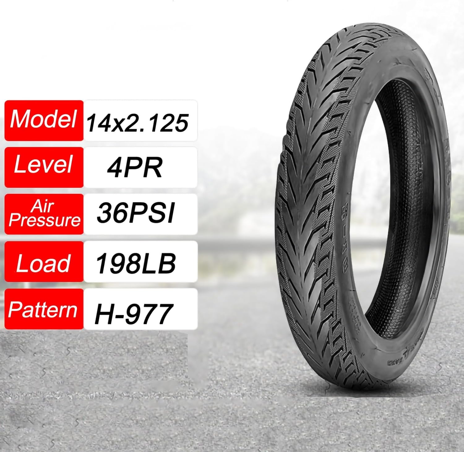 14" Bike Tires 14 x 2.125 57-254, 14 X 2.125 Electric Bike Tire Tubeless with Angled Valve Stem 14 2.125 Tires with Excellent Puncture Resistance with 14x2.125 Bike Bicycle Tires