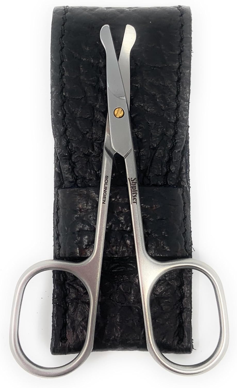 Professional TopInox Stainless Steel Nose & Ear Safety Scissors with Genuine Leather Case. Made in Solingen, Germany