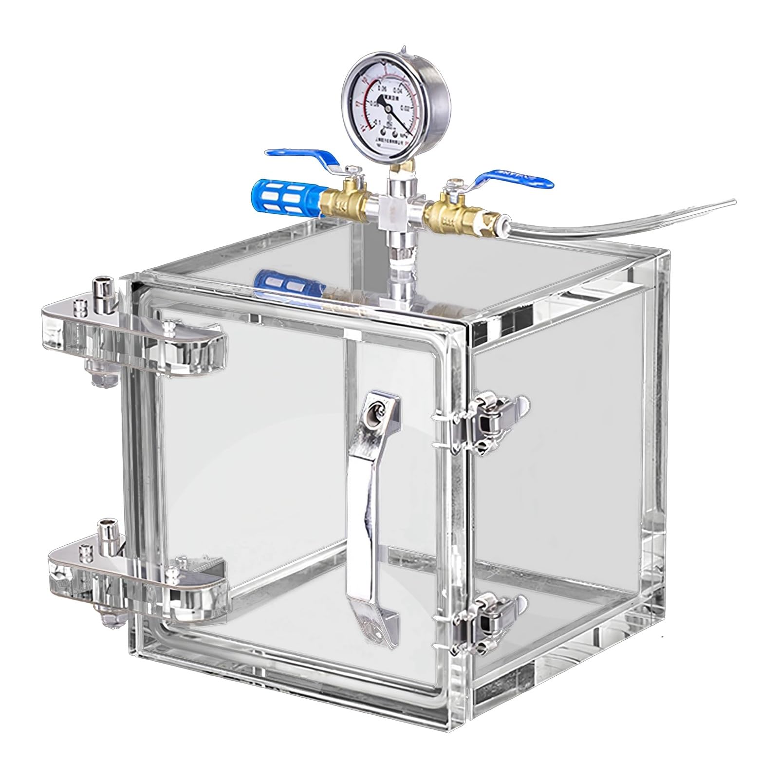 SICWEDIM Vacuum Degassing Chamber, Clear Acrylic Degassing Box Kit with Pressure Gauge, Vacuum Desiccator Cabinet with Evacuation/Exhaust Valve, Rapid Ventilation, for Stabilizing Wood (30cm)
