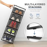 Vista 3 de Cajas de zapatos de plástico transparente apilable organizador de zapatos para armario almacenamiento de zapatos plegables que ahorra espacio