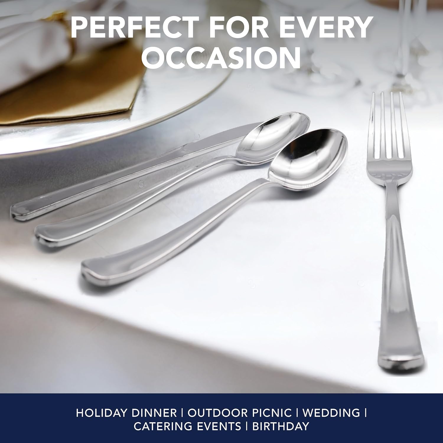 Party entials Hard Plastic Spoons, Shiny Sier