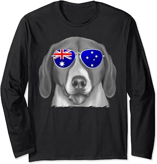 American Foxhound Dog Australian Flag Sunglasses Long Sleeve T-Shirt