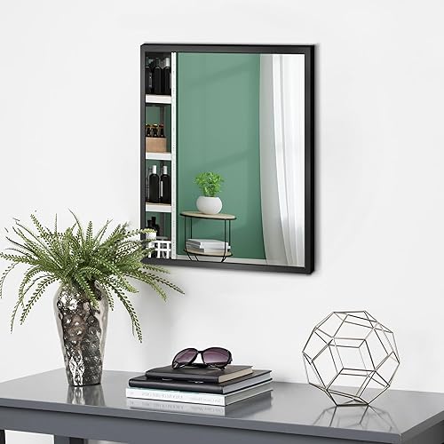 URnicehome 11x15 inch Black Small Rectangle Mirror for Bathroom Vanity Mirror or Wall Decor Brushed Metal Frame Mirror(Horizontal/Vertical)