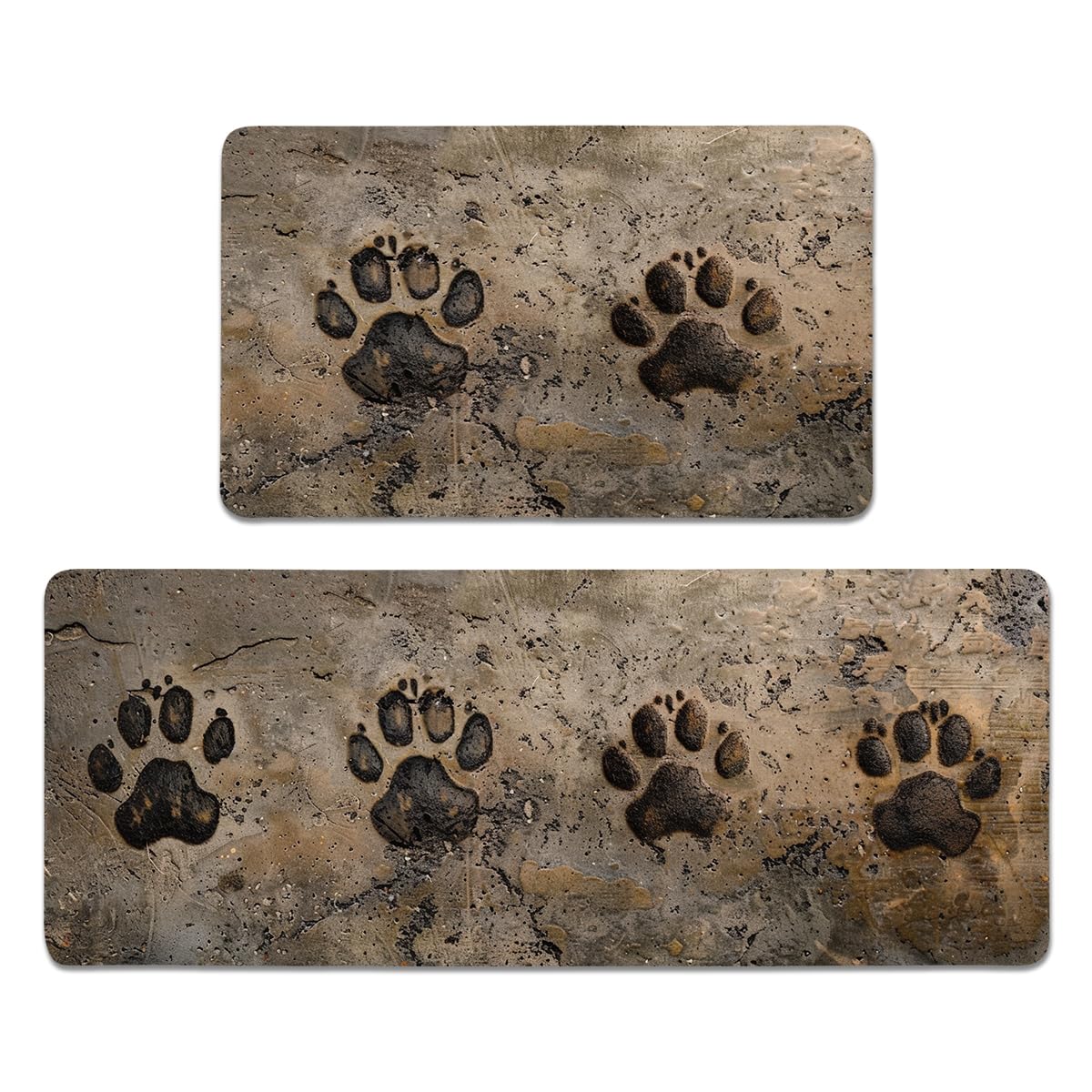 YWZDS Dog Paw Kitchen Rugs Set of 2, Farmhouse Kitchen Mats with Rubber Backing Non Skid Washable, Pet Lover Gifts (17" x 29 + 17" x 47")