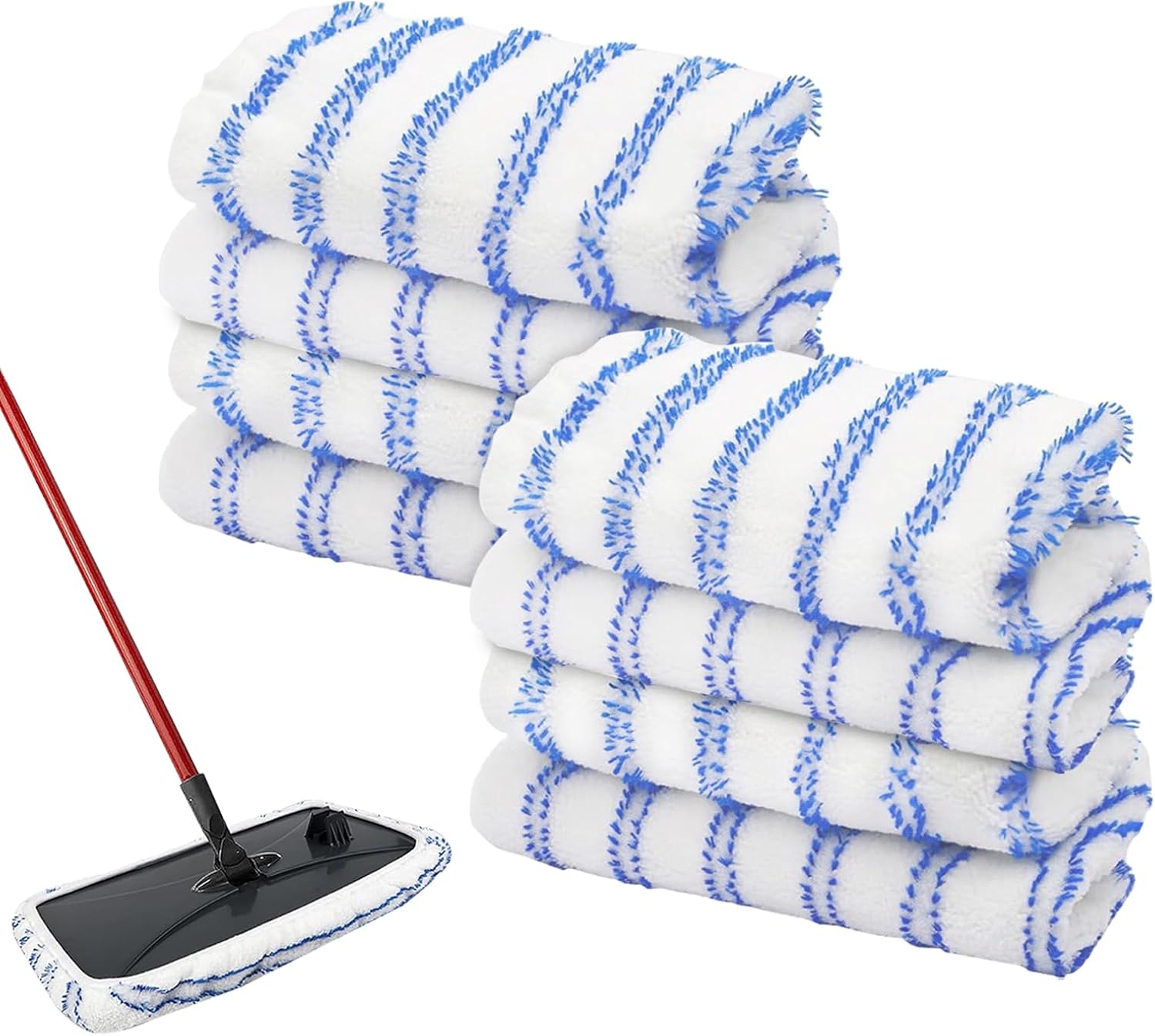 8 Pack Mop Heads Replacements Compatible with Cedar Hard Wood Flooring 'N More Ultra-fine Fiber mop - Microfiber Mop Refills for Cedar Mop Wet and Dry Use 15x8 Inch Pads