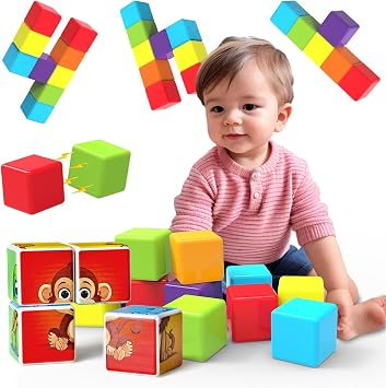 Pairez Toys Magnetic Building Blocks & Magnetic Puzzle Toys for Toddlers, Large Building Blocks Cubes 1.65 Inches, Sensory & Montessori Toys for Boys & Girls 1 2 3 Years Old