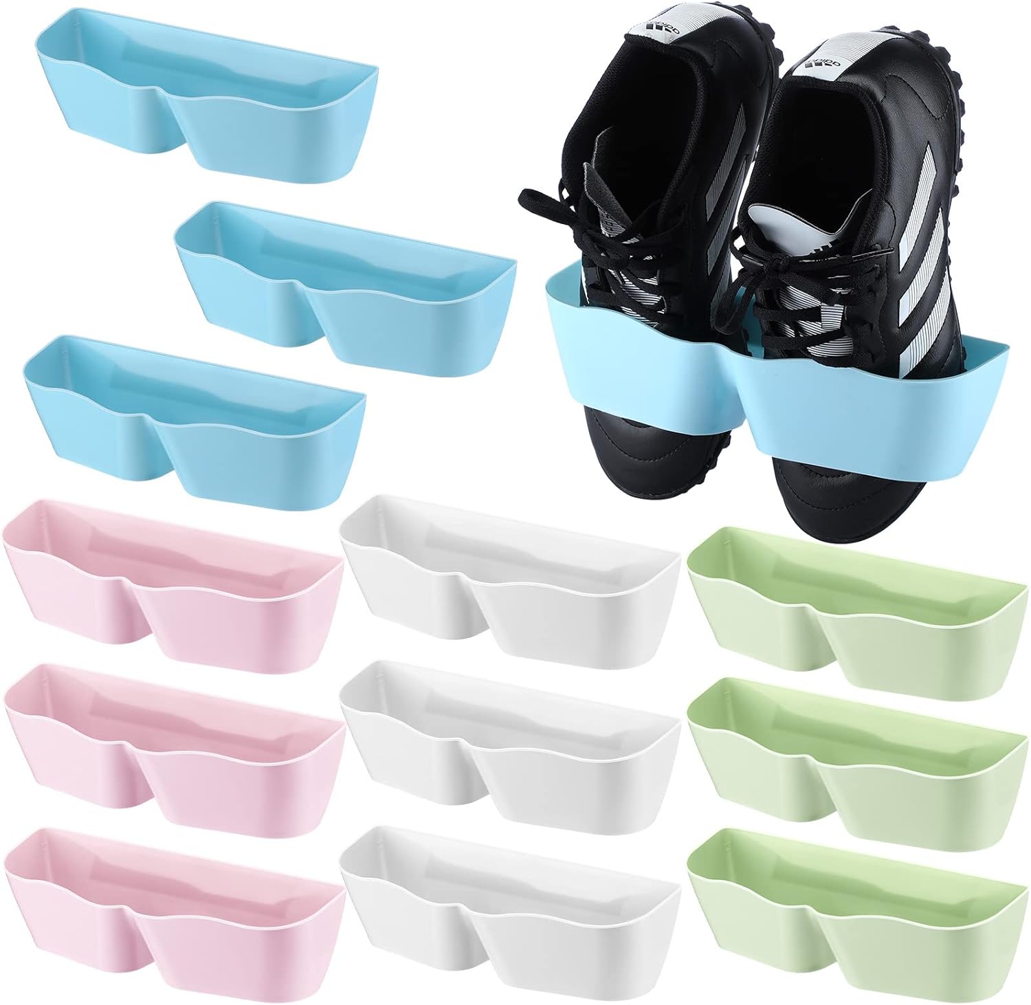 Nuogo 12 Pieces Wall Mounted Shoe Rack Plastic Shoes Holder Storage Organizer over