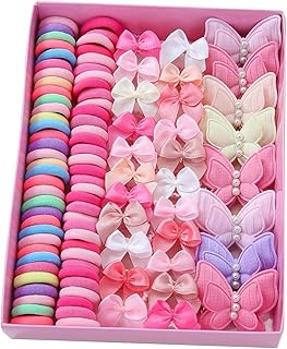 230 Girls Pink and Multicoloured Butterfly Hair Clips and Elastic Bands