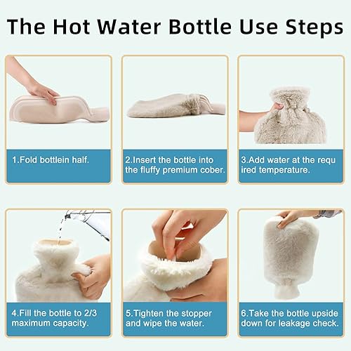 Miniatura 4 de Botella de agua caliente de goma con tapa suave (2 litros), bolsa de agua caliente para calambres, alivio del dolor, paquete extraíble de agua