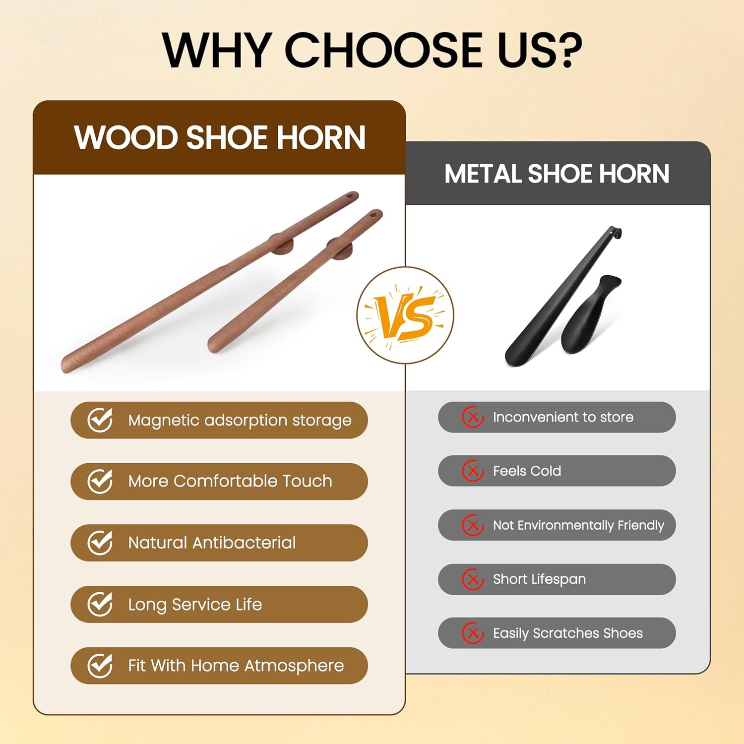 Shoe Horn Long Handle for Seniors 29.5" Extra Long Shoehorn Wooden for Men Women, with Magnetic Base Wall Mounted