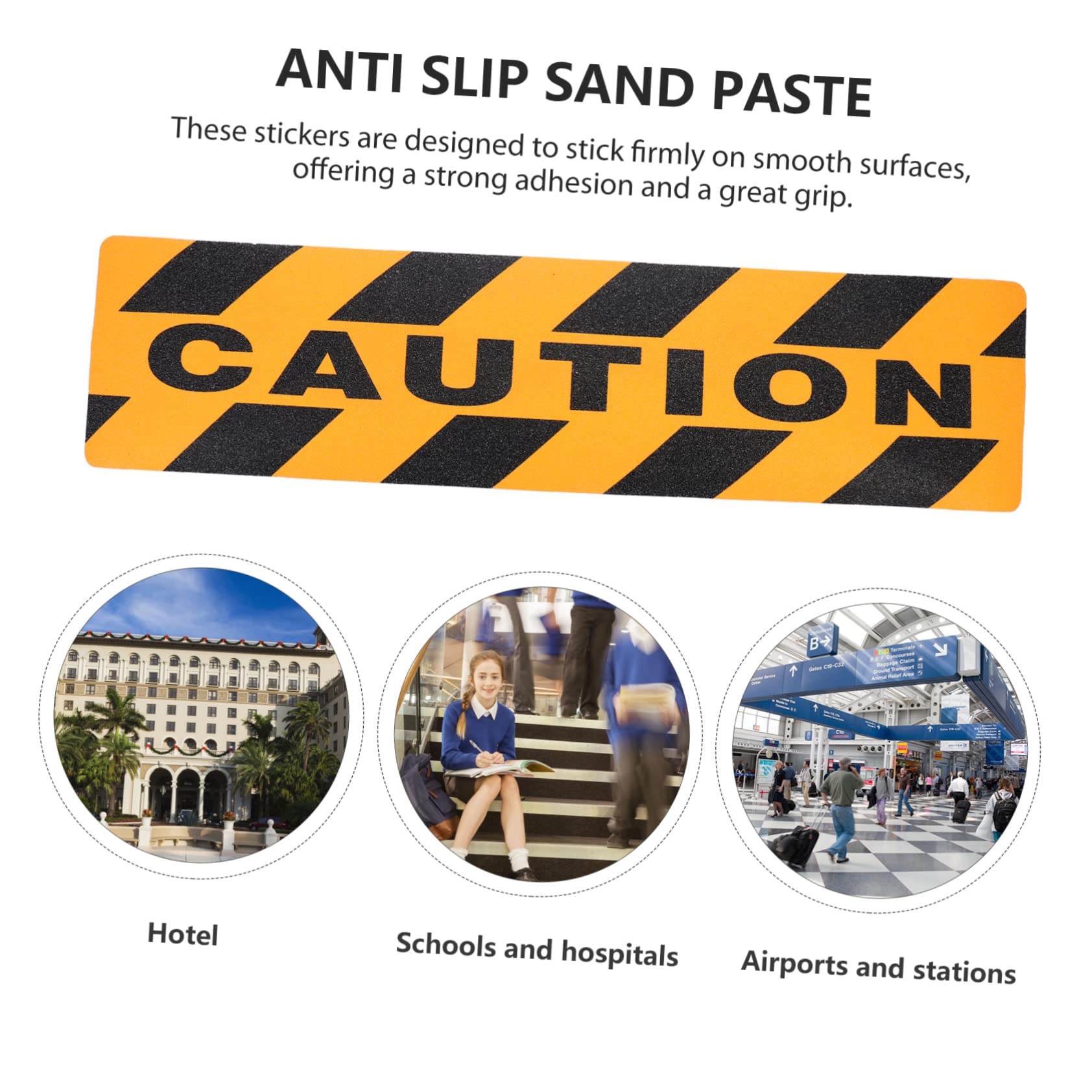 Amosfun 3 Set Nastro Antiscivolo Autoadesivo Pet Strisce Antiscivolo Con Caution Per Scale E Corridoi Adesivi Segnaletici Resistenti E Facili Da Applicare 4 Pezzi*3