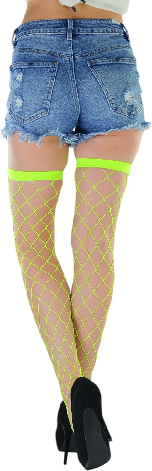 ToBeInStyle Women’s Vibrant Large Net Fishnet Thigh High Elastic Nylon Novelty Stockings