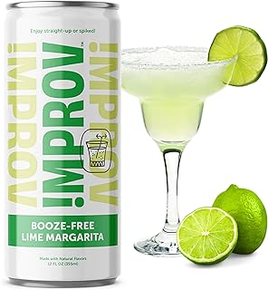 IMPROV Non-Alcoholic Craft Cocktails, Lime Margarita Mocktail, Vegan, Gluten Free, Zero Proof, Ready To Drink or as a Drink Mixer, 12oz Cans (4-Pack)