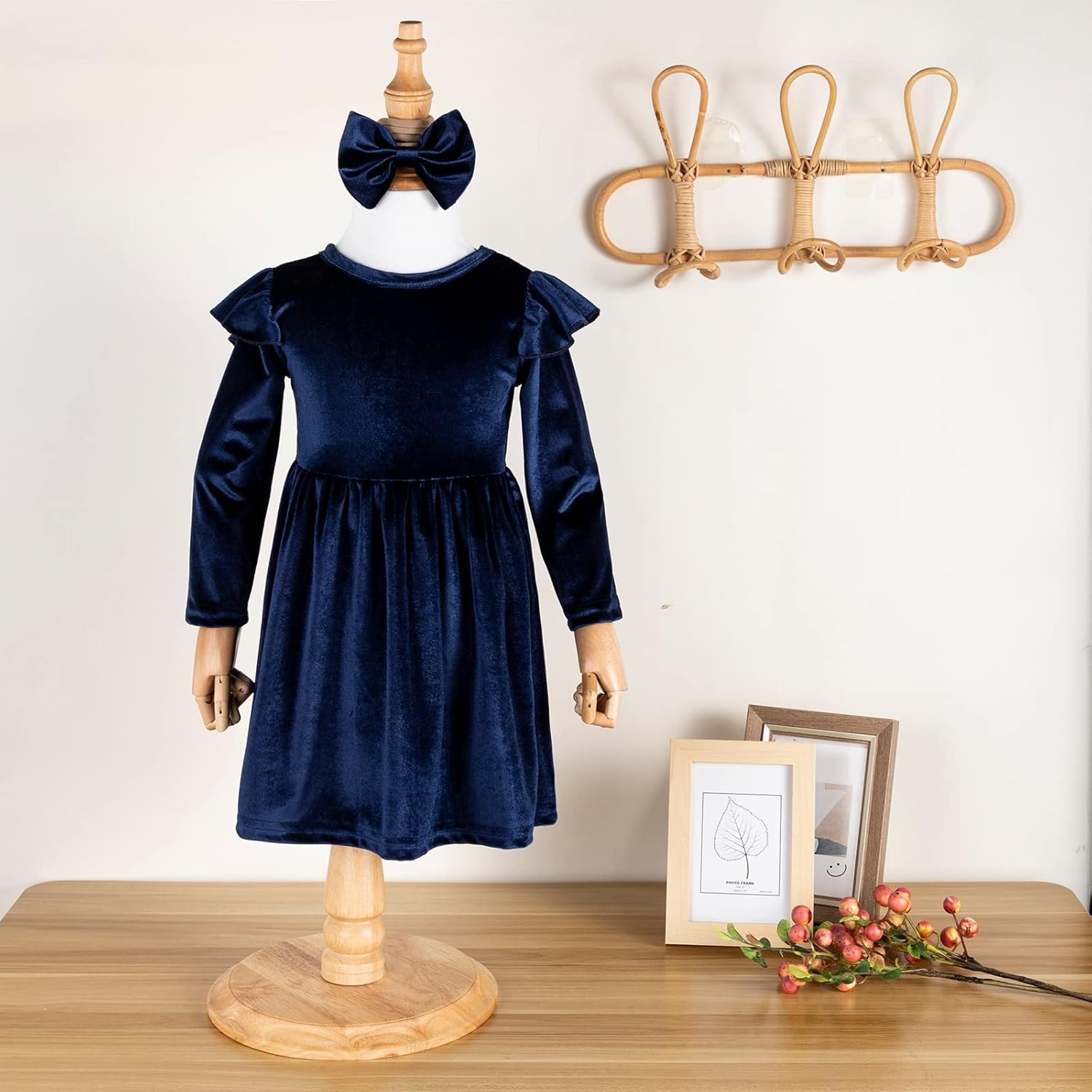 Toddler Baby Girl Velvet Christmas Dress for Girls Long Sleeve Ruffle Winter Party Wedding Holiday Dress - Image 6