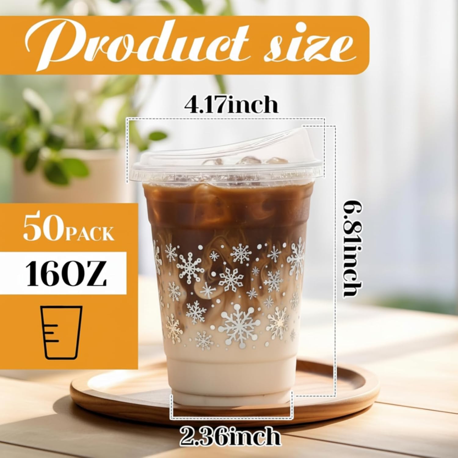 50 Pack Snowflake Christmas Coffee Cups with Strawless Sip Lids 16 oz Iced Coffee Cups Disposable Cup for Winter Holiday Beverages Latte Hot Chocolate Tea Home Party Gifts - Image 6