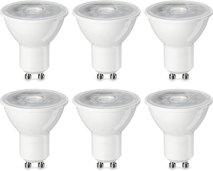 Amazon Basics Bombilla de luz puntual GU10 tipo LED, 4.7 W (equivalente a 50 W), blanco cálido, no regulable, paquete de 6