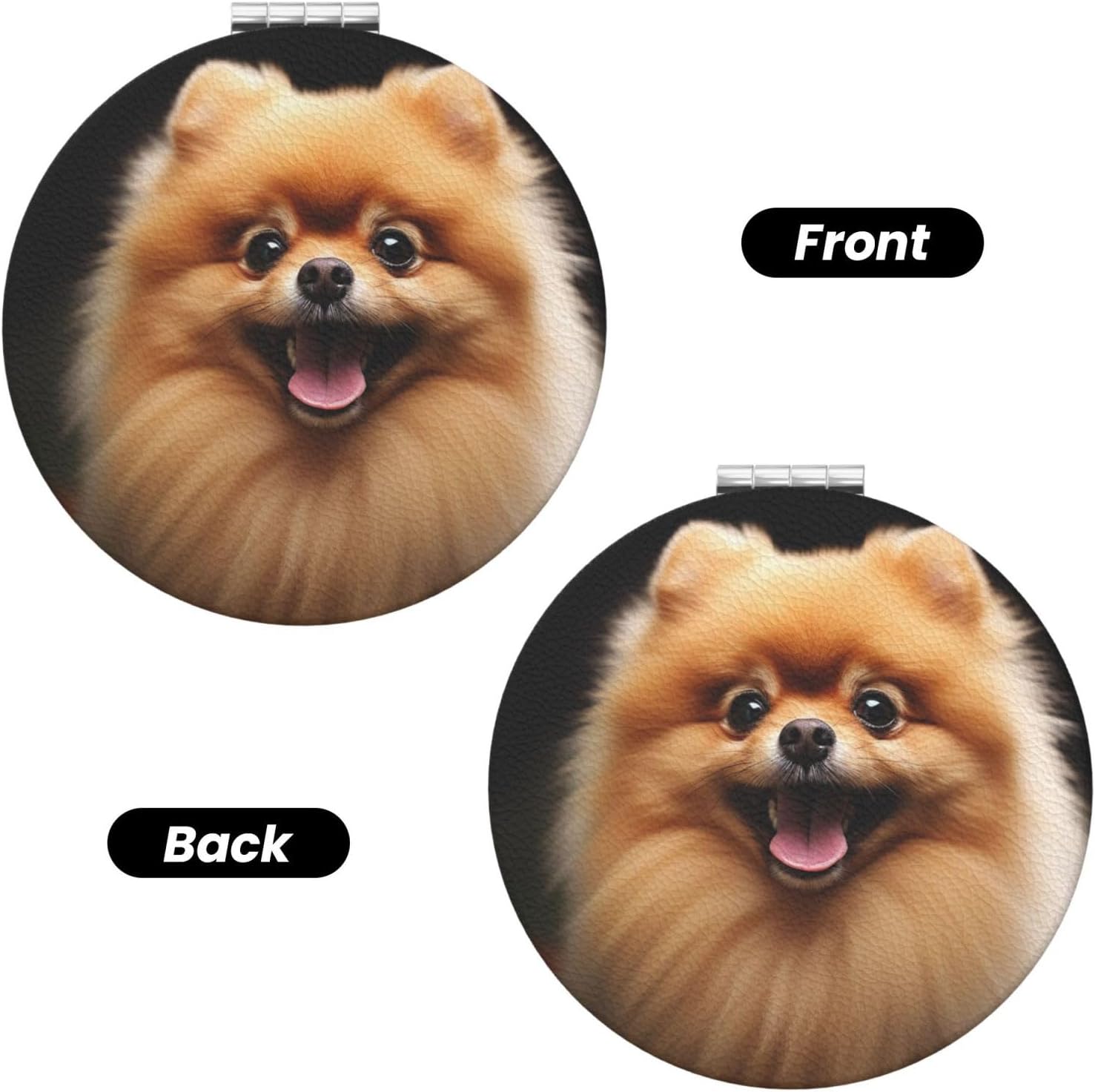 Pomeranian Compact Mirror for Purse, Double-Sided 2X/1X Magnifying Mirror for Women Men, Travel Makeup Mirror for Handbag, Handheld Vanity Mirror for Gift image 2
