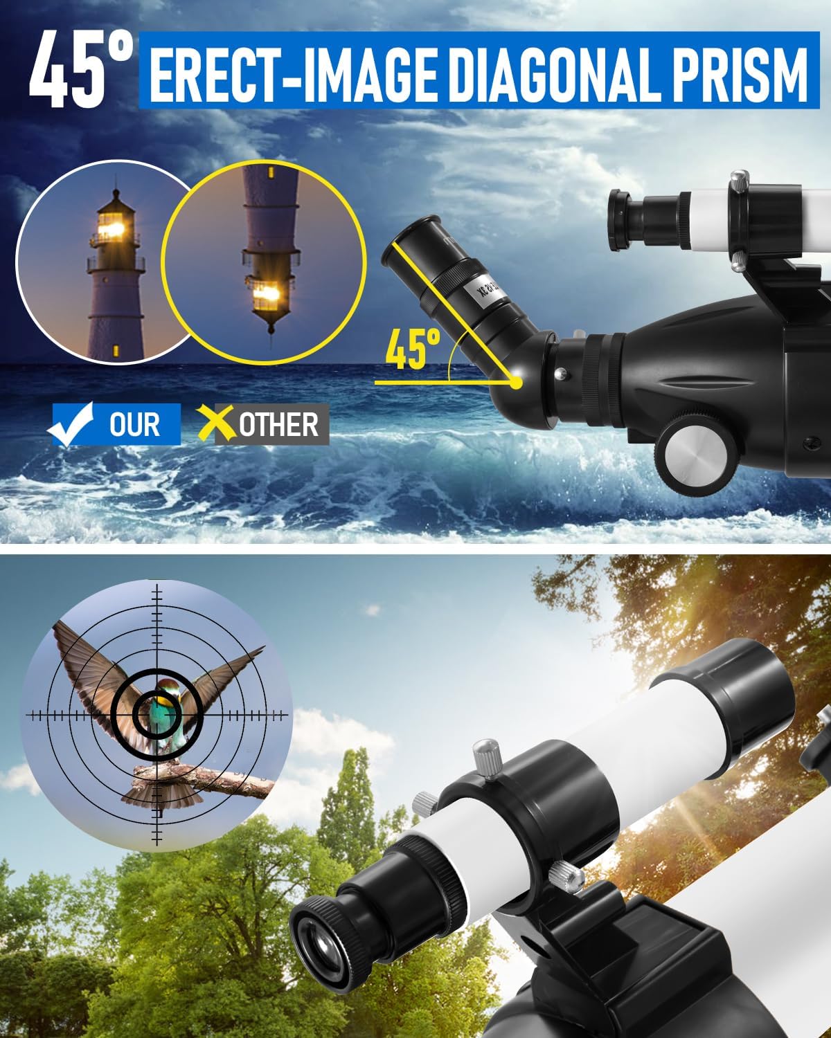 Telescope,90mm Aperture 900mm Professional Refractor Telescope,Magnification 450X High Powered Telescope,Telescopes for Adults & Kids with Remote Control,Tripod,Phone Adapter,Carrying Bag - Image 6