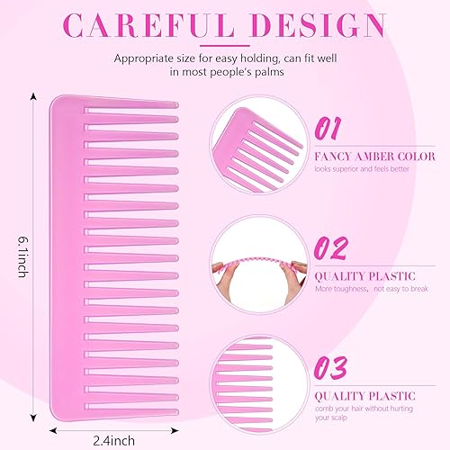 Miniatura 27 de Patelai Peine de dientes anchos, peine desenredante grande para cabello rizado, húmedo y seco, sin mango, accesorios desenredantes (ámbar)