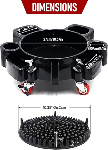 Miniatura 4 de Cubo Dolly con trampa de grano, rodillo de cubo de lavado de autos de 5 galones con 5 ruedas giratorias rodantes, cubo rodante resistente,