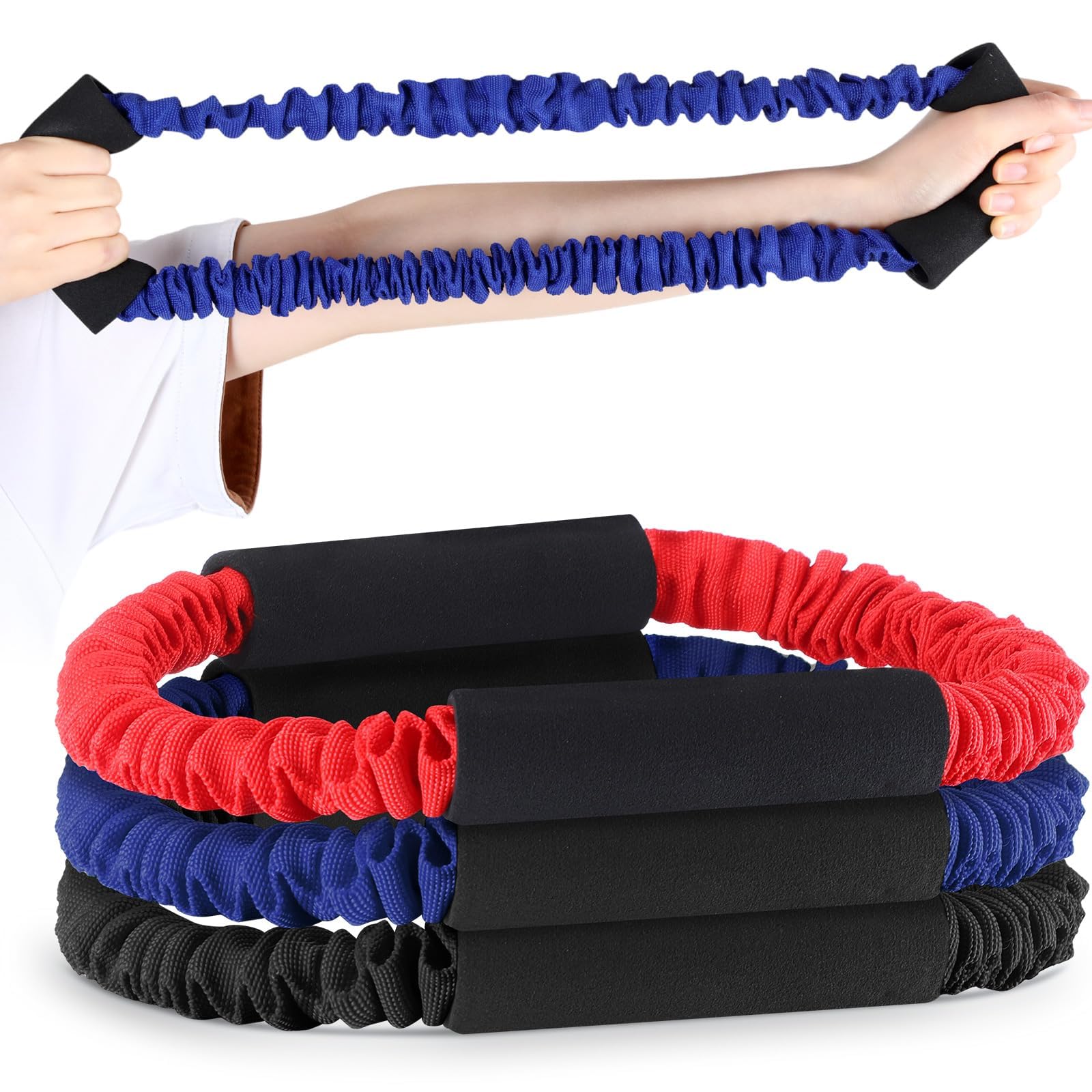 3 Pcs Archery Bow Strength Trainer, 30, 40, 50 Lbs Arm Strength Exercise Bands, Rubber Stretch Bands for Archery Practice, Essential Shooting Accessories for Bow Training