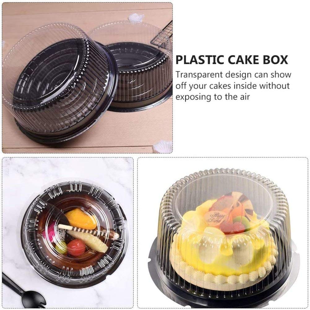 Sindh 12 inch Disposable Plastic Cake Containers, Cake Boxes with Dome Lids and Cake Boards, 2-3 Layer Cake Holder Display Containers, 10 Cake Box + 10 Cake Boards
